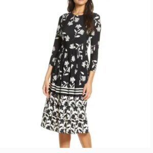 Eliza J Floral Print Fit & Flare Jersey Dress Size 10 NWT